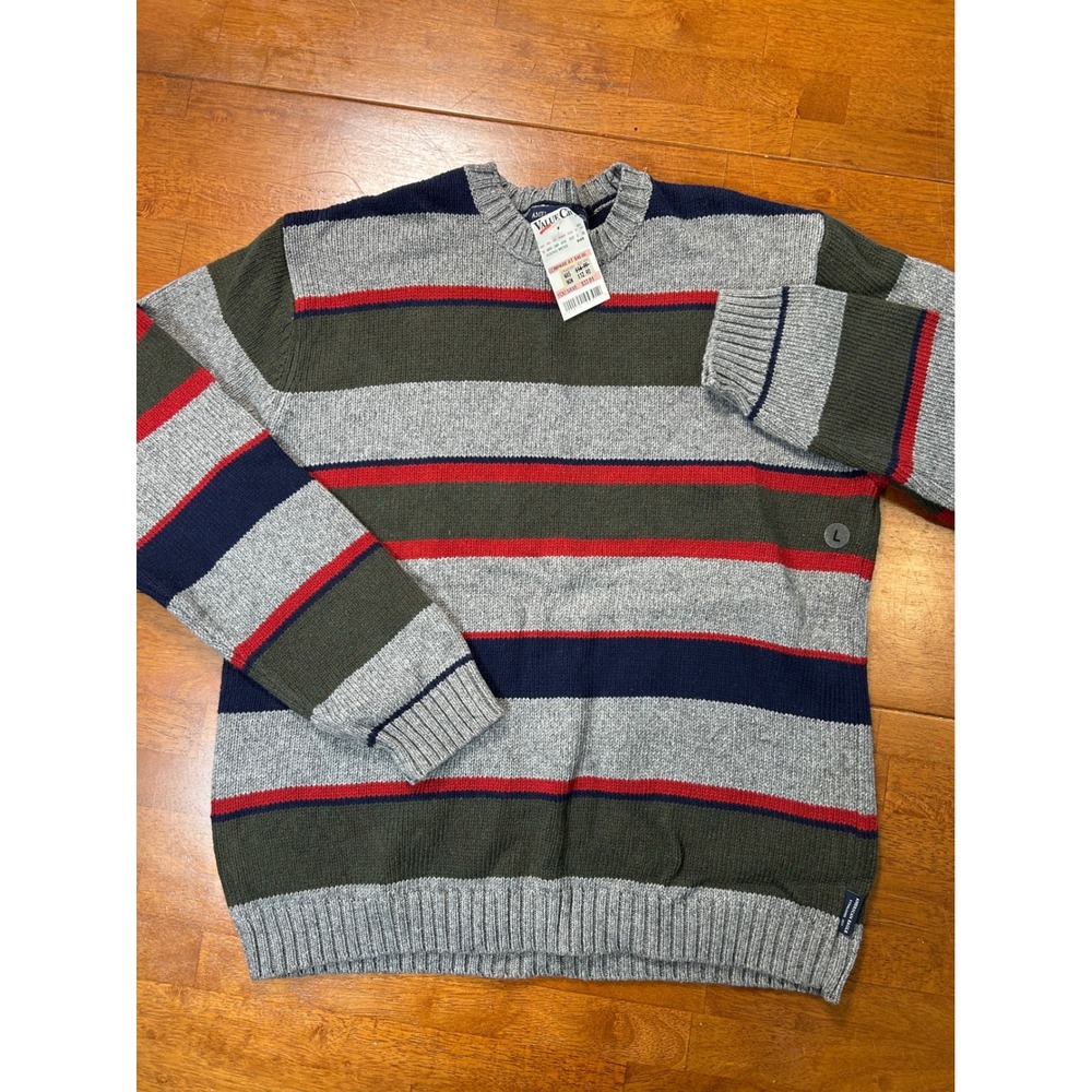 New Vintage American Eagle Sweater Mens Large Grey Multi Stripe Crewneck Knit